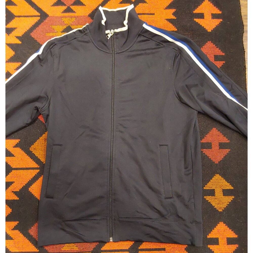 Banana Republic Men's Navy Zip Up Activewear Jacket. Striped Arms. Size Medium